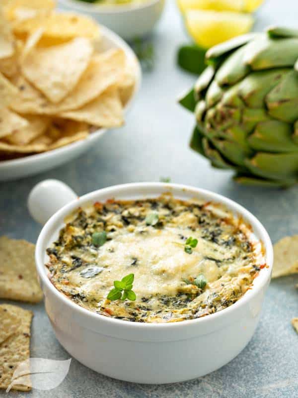 Spinach Artichoke Dip with tortilla chips