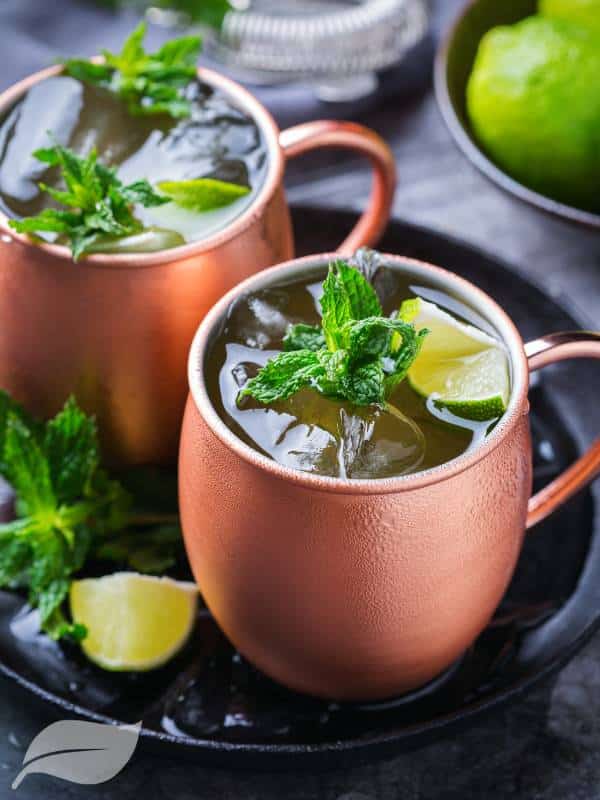 classic Moscow Mule from an elevated angle with mint