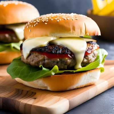 classic beef burger in a bun with cheese