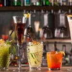 cocktails on a bar