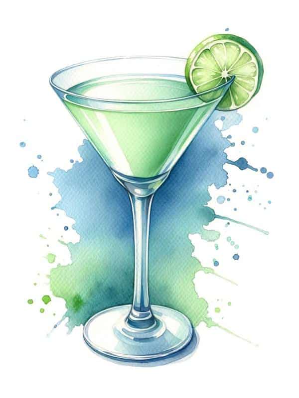 kamikaze cocktail in water colors