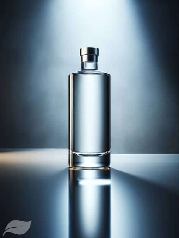 A sleek and elegant image of a bottle of vodka, showcasing a clear, premium quality spirit.