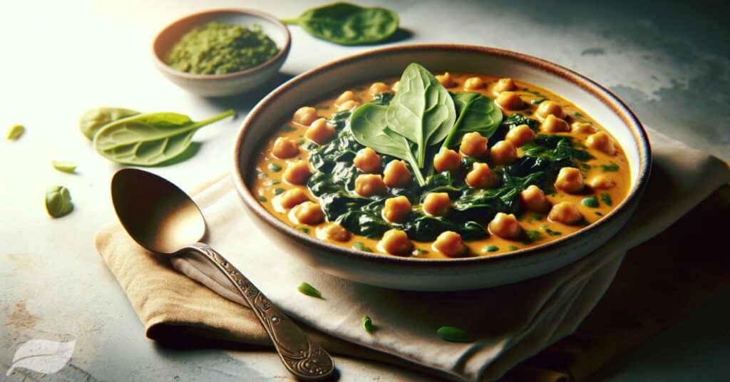 Chickpea and Spinach Curry close up