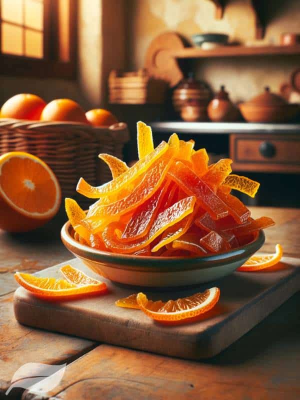 candied orange peel, an ingredient for Traditional Tuscan Panforte.