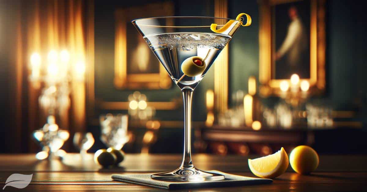 martini in a classic martini glass