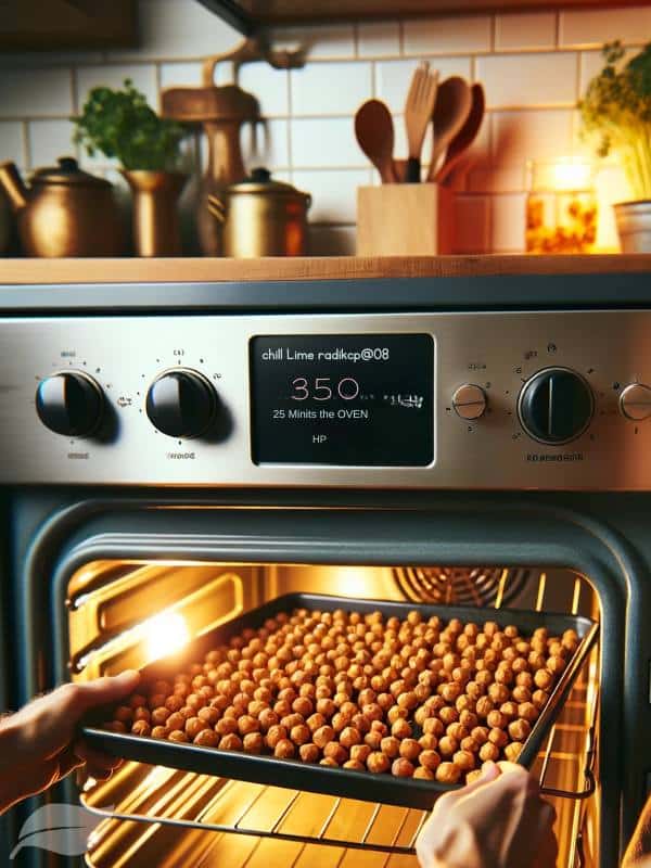 the step of baking chickpeas for 25-30 minutes in the oven.