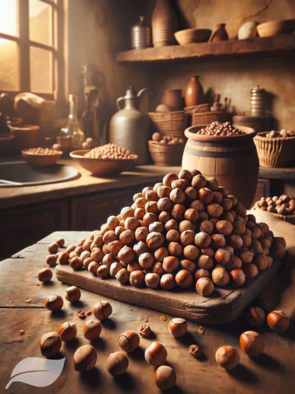 toasted hazelnuts, an ingredient for Traditional Tuscan Panforte.