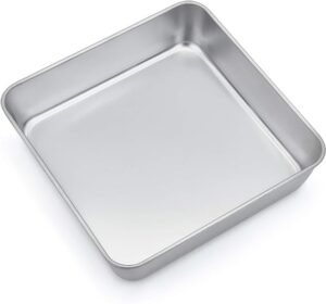 Homikit Cake Tin, 8Inch Square Cake Mould for Baking Roasting, Stainless Steel Christmas Birthday Wedding Cake Pan Bakeware, Healthy & Durable, Matt Finished & Dishwasher Safe - 8inch/20cm