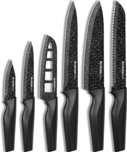 Knife Set, 6 Piece Kitchen Knife Set, High Carbon German Stainless Steel Knives Set, Non-stick Coating, Ultra Sharp, Dishwasher Safe