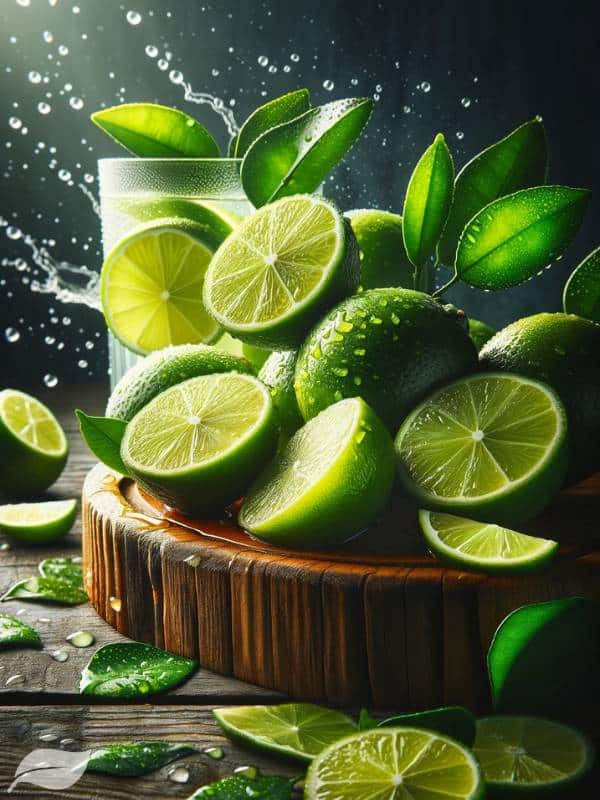 close-up shots of juicy lime wedges