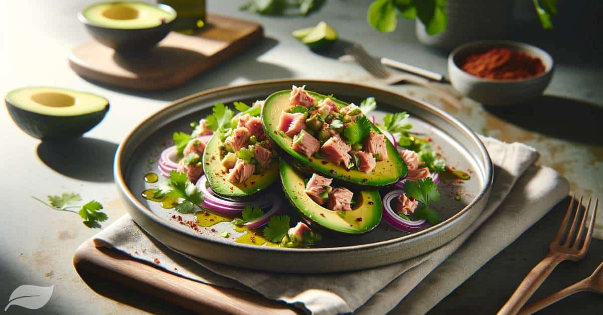 a keto-friendly avocado tuna salad for two