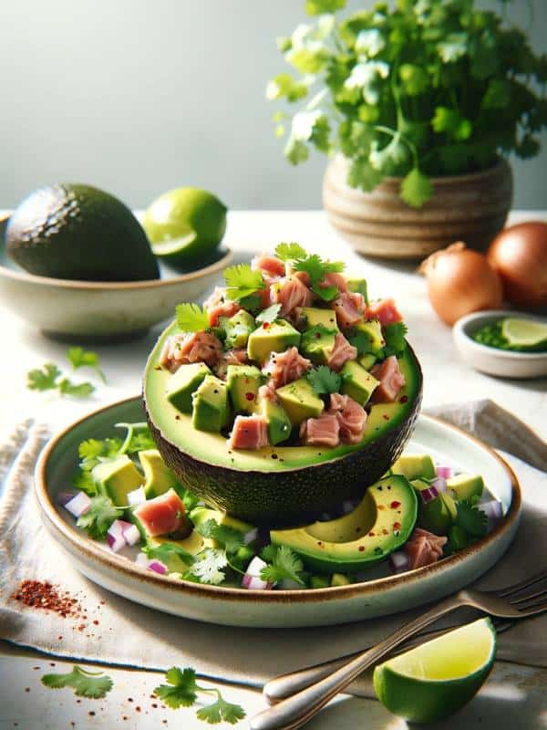 keto-friendly avocado tuna salad for two