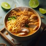 A bowl of steaming hot Khao Soi Gai