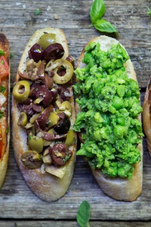 Vegan Bruschetta Toppings Done Four Ways